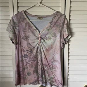 floral design shirt with bedazzles